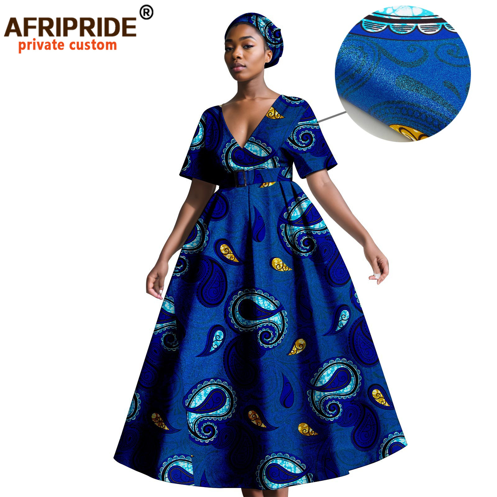 chinese dress ladies Ethnic Style Casual V-Neck High Waist Maxi Dress Orange / L by Blue Zone Planet main image 1