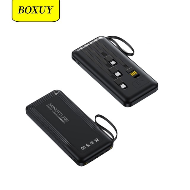 New Style OEM Printed Custom Logo Gift Portable Charging 4 in 1 Built in Cable10000 MAh Power Banks