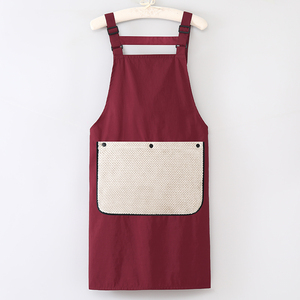 Bán buôn tùy chỉnh in ấn và thêu logo nhà bếp Tạp dề sọc có thể điều chỉnh BIB mềm đầu bếp tạp dề với túi và khăn tay - Product Image 4