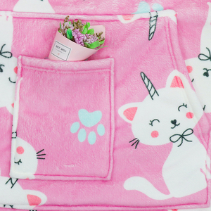 Vente en gros de couvertures à <span class=keywords><strong>capuche</strong></span> en flanelle épaisse pour adultes et enfants, motif chat rose mignon et <span class=keywords><strong>licorne</strong></span>, couverture portable - Product Image 4