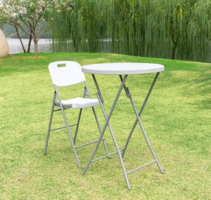 Mobilier d'extérieur pour patio et <span class=keywords><strong>jardin</strong></span> Table pliante en <span class=keywords><strong>plastique</strong></span> Bar d'hôtel portable Table pliante blanche ronde <span class=keywords><strong>de</strong></span> 80cm en <span class=keywords><strong>plastique</strong></span> Ensemble <span class=keywords><strong>de</strong></span> chaises - Product Image 1