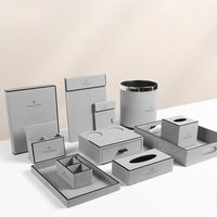 Ensemble de fournitures hôtelières en cuir PU pour chambre d'hôtel : porte-documents, plateau pour articles de toilette, support pour télécommande, couverture de menu personnalisée - Fournisseur