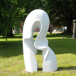 Scultura in Pietra Astratta Bianca per Giardino, Decorazione Esterna Personalizzabile, Arte Semplice MSD-263 - Product Image 4