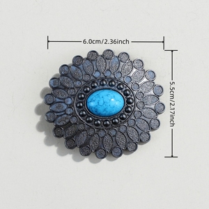 Cinturón Vintage para mujer con Turquesa para hebilla en relieve y gemas con incrustaciones de aleación grabadas inspiradas en aristócratas de la Corte antigua - Product Image 3