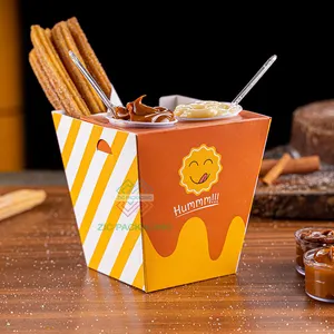 Alimenti all'ingrosso scatole con salsa di immersione fori vassoio di carta Churro titolare Churro scatola di imballaggio