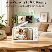 Babyphone avec écran HD de 6 pouces, caméra inclinable et orientable 355°, vision nocturne claire, capteur de température, audio bidirectionnel, vidéo, portée de 1000 pieds
