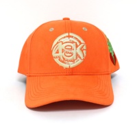 Groothandel 6 Panel Baseball Caps Custom Geborduurd Logo Mannen En Vrouwen Bijpassende Oranje Suède Outdoor Baseball Caps