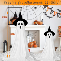 Décorations d'Halloween pour l'extérieur, décorations de fête d'Halloween pour l'intérieur, décorations fantômes scintillantes avec lumières télécommandées