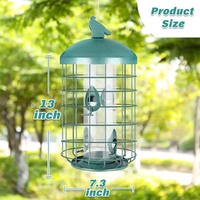 Mangeoires à oiseaux JH-Mech de 13 pouces avec 4 ports, remplissage hygiénique facile par le haut, pour cage à oiseaux suspendue en extérieur dans le jardin