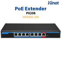 Extensor PoE Gigabit de 7 Puertos, Entrada 802.3bt, Salida 7x PoE+, Repetidor Ethernet de 100m para Cámara IP, Red Industrial