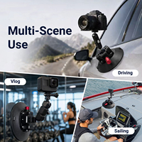 Support de caméra de voiture en alliage d'aluminium de 6 pouces (150 mm) avec ventouse et plaque de montage multi-trous, fixation rapide en métal solide pour toit de voiture