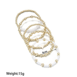 <span class=keywords><strong>Bracelet</strong></span> élastique à breloques en forme de croix en imitation perle, plaqué or, avec perles en <span class=keywords><strong>plastique</strong></span>, pour femmes, lot de bijoux, vente chaude, 10 pièces - Product Image 6