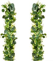 Guirlande de 1,80 m, 2 pièces, 6 roses pour centre de table de mariage, chemin de table, fleurs artificielles, guirlande de verdure en eucalyptus
