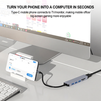 Hub USB C 6 en 1, HDMI 4K, USB 3.0, 2 USB 2.0, Lector de Tarjetas SD y TF, Adaptador Tipo C, Base de Conexión para Laptop, Teléfono Android y TV