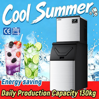 Machine à glaçons cubiques commerciale grande capacité 130 kg/jour, boîtier en acier inoxydable durable, économe en énergie, refroidissement par air, pour restaurant