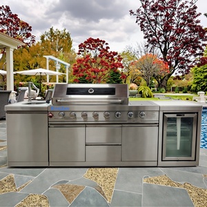 <strong>Best</strong> Deals Quality Modern Chrome Plated Stainless Steel 304 <strong>Propane</strong> Gas 8-Burner <strong>BBQ</strong> Outdoor <strong>Grill</strong> with Deep Fryer Flame Safety - Product Image 2