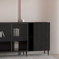 Meuble de rangement de bureau moderne, combinaison de meubles bas en bois avec armoire à dossiers, zone de suspension pour vêtements et étagère ouverte
