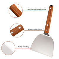 Spatule de cuisine en acier inoxydable Flipper Hamburger Patty Grill Pelle frite Teppanyaki Ustensile de cuisine Pancake Egg Omelette
