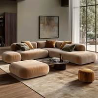 Canapé modulaire en tissu velours de style scandinave moderne en forme de L pour salon d'appartement