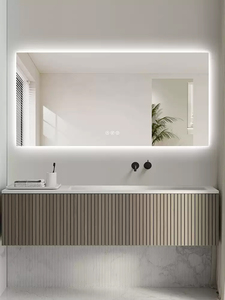 Miroir anti-buée rectangulaire à angle droit moderne IP44 <span class=keywords><strong>LED</strong></span> à intensité variable avec réglable pour une utilisation dans la <span class=keywords><strong>salle</strong></span> <span class=keywords><strong>de</strong></span> <span class=keywords><strong>bain</strong></span> - Product Image 2