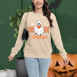 Sudadera de Felpa Francesa con Estampado de Fantasma de Halloween para Mujer, Estilo Casual, Holgada, de Manga Larga, para Venta en Línea - Product Image 2