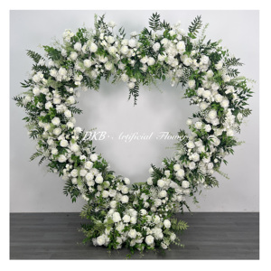 โรงงาน DKB ซุปเปอร์โรแมนติกดอกไม้ประดิษฐ์สีขาวรูปหัวใจโค้ง - Product Image 3