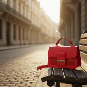 Bolso Bandolera Rojo Fana Lesly, Estilo Vintage, Asa Única, Cierre de Cremallera, Nailon Impermeable con Patrón de Cocodrilo, para Uso Diario - Product Image 2