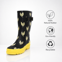 Bottes de pluie en caoutchouc naturel pour femmes avec boucle latérale réglable, imperméables, mi-mollet, motif Teckel, durables, pour le jardin