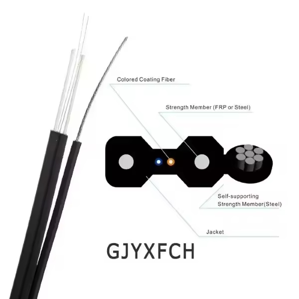 ODM 12,4 Core Dropcore G.657A2 Outdoor FTTH Aerial Drop Singlemode Fiber Optic Cable LSZH/PVC Jacket FRP Strength Member ISO9001