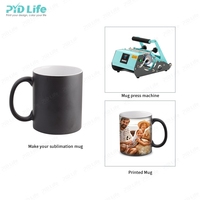 Mug Céramique Vierge à Sublimation Personnalisé en Gros 11oz, Mug Magique Changeant de Couleur Noir Mat