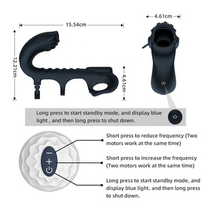 Anillo vibrador masajeador <span class=keywords><strong>de</strong></span> pene doble para hombres y parejas, Juguetes sexuales con correa para consolador Anal, tapón Anal - Product Image 5