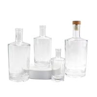 Échantillon gratuit bouteille de vin en verre 100ml 375ml 500ml 750ml bouteille d'alcool vide bouteille de vodka ronde transparente