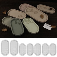 CARATTE Moule en Silicone Grande Taille pour Plateau en Ciment Gypse, Relief Rose Papillon Ovale, pour Résine Plâtre