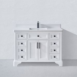 Wholesales Modern Freestanding White Painted Solid Wood Bathroom Furniture Waterproof Single Basin Sink Bath Vanity <b>Cabinet</b> - Product Image 2