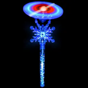 Most Popular Christmas LED Toys Flashing Snowflake Windmill Stick Multicolor Light Up Spinning Snowflake Wand