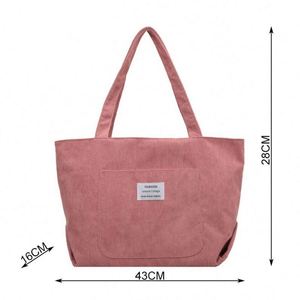Bolso de mano vintage de pana para mujer, bolso de compras informal, bolso hobo de gran capacidad, bandolera con bolsillo y cremallera - Product Image 6