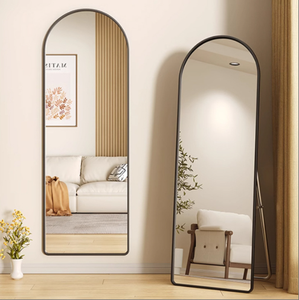 Specchio da Terra Decorativo ad Angolo Retto con Cornice, Grande Specchio Lungo ad Arco per Arredamento Casa - Product Image 1