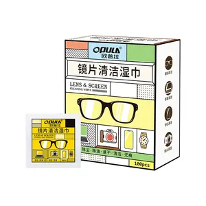 100pcs OPULA 사용자 정의 렌즈 및 화면 청소 젖은 물티슈 카메라 렌즈 조직 안경 청소 물티슈 휴대 전화 화면 클리너