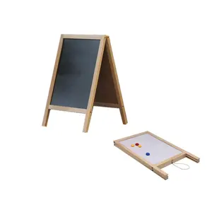 木制独立式框架黑板标志磁性黑板标志白板双面木制黑板带支架