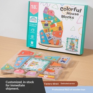 Jouets en bois pour l'éducation précoce des enfants, <span class=keywords><strong>animaux</strong></span> de la nature, blocs d'empilage colorés, exercices de motricité fine - Product Image 3