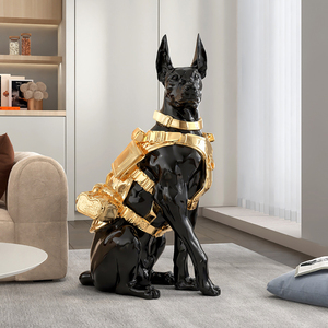 Escultura de piso de <span class=keywords><strong>Doberman</strong></span> de gama alta personalizada estatua de perro de poliresina moderna para el hogar, sala de estar, entrada, modelo de acento decorativo - Product Image 4
