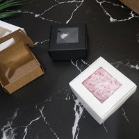 Kraft blanc noir fenêtre de faveur de mariage fête d'anniversaire boîtes cadeaux bonbons chocolat macaron biscuit