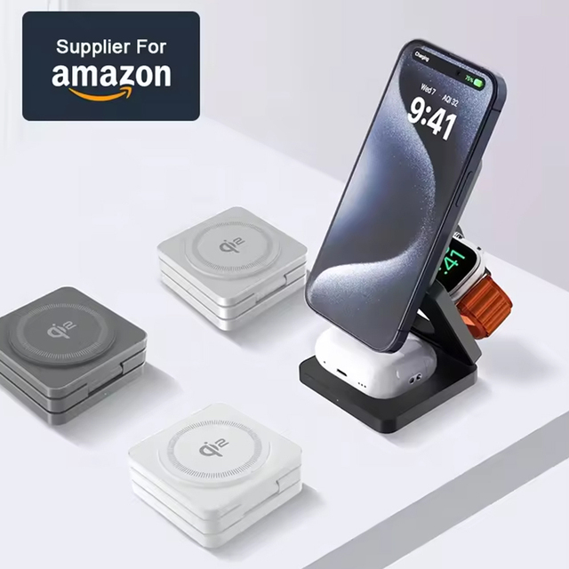 Qi2 3 in 1 Wireless Charger Foldable Wireless Charging Station for iphone 16 Samsung S24 Cargador Inalambrico Draadloze Oplader
