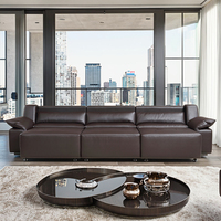 Sofá reclinable de cuero moderno de diseño italiano, cama eléctrica con control remoto, forma cuadrada de 3 plazas para muebles de sala de estar