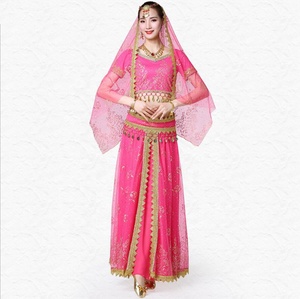 Femmes <span class=keywords><strong>Halloween</strong></span> magnifique Rose motif film Cosplay danse indienne princesse Bollywood danse Performance Costumes costume - Product Image 3