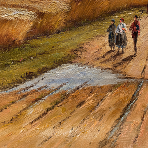 20in × 24in 100% dipinti ad olio dipinto a mano campo classico con tre persone in fattoria arte belle arti - Product Image 1