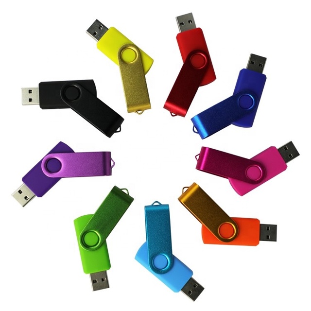 Customized Logo New Swivel USB 2.0 Flash Drive 1GB-64GB Metal Style 3-Year Warranty Bulk Promotion Gift