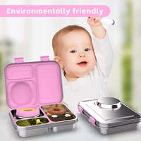 Groothandel Schattige BPA-vrije Verwarmbare Blauwe RVS 3-delige Hoge Kwaliteit Lunchbox voor Kinderen en Volwassenen Buitengebruik