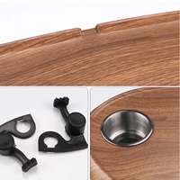 Table de bateau ovale marron avec porte-gobelets intégrés Ensemble de pieds de table de piédestal marin