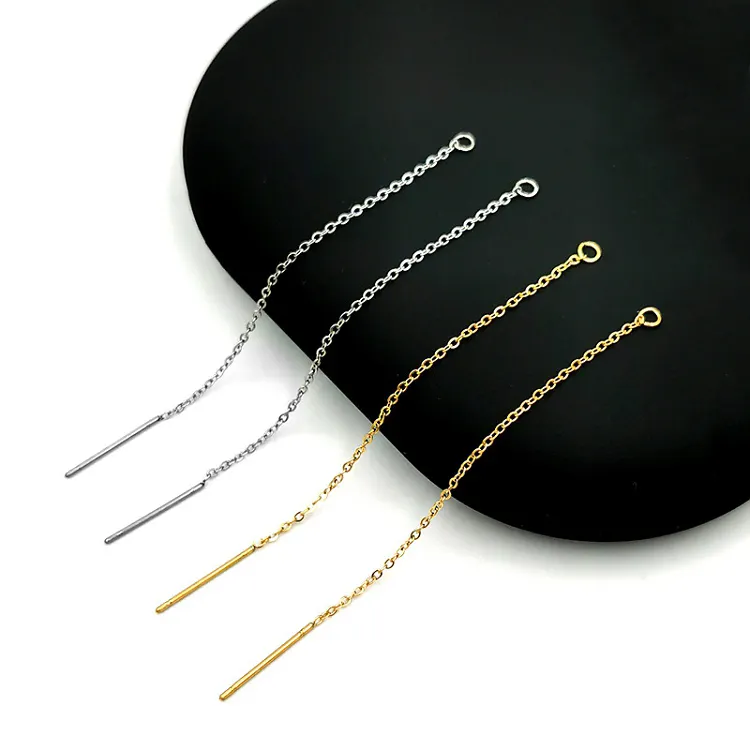 Fashion 7.8cm Long Stainless Steel Drop line Earring 18 k Gold Threader Chain Earrings for Women Earrings Accessories Jewelry